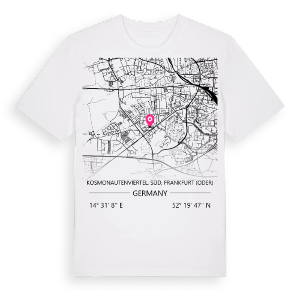 Kosmonautenviertel, Süd, Frankfurt (Oder) karta t-shirt – ekologisk bomull t-shirt från Pinshirt
