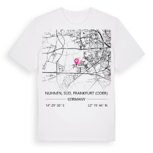 Nuhnen, Süd, Frankfurt (Oder) karta t-shirt – ekologisk bomull t-shirt från Pinshirt