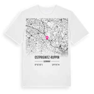 Ostprignitz-Ruppin karta t-shirt – ekologisk bomull t-shirt från Pinshirt