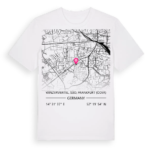 Winzerviertel, Süd, Frankfurt (Oder) karta t-shirt – ekologisk bomull t-shirt från Pinshirt
