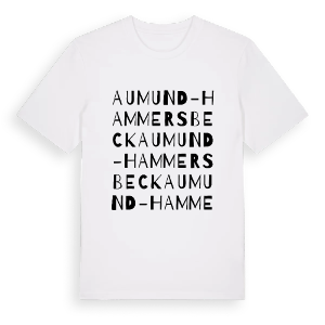 Aumund-Hammersbeck ordlek t-shirt – ekologisk bomull t-shirt från Pinshirt