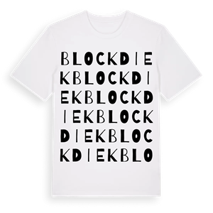 Blockdiek ordlek t-shirt – ekologisk bomull t-shirt från Pinshirt