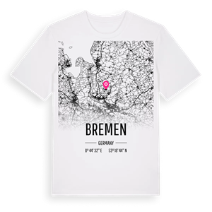 Bremen karta t-shirt – ekologisk bomull t-shirt från Pinshirt