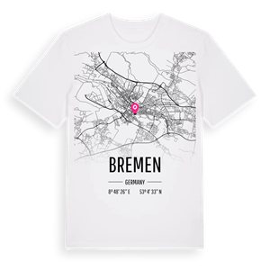 Bremen karta t-shirt – ekologisk bomull t-shirt från Pinshirt