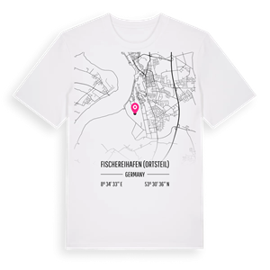 Fischereihafen (Ortsteil) karta t-shirt – ekologisk bomull t-shirt från Pinshirt