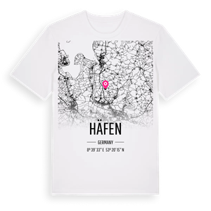 Häfen karta t-shirt – ekologisk bomull t-shirt från Pinshirt