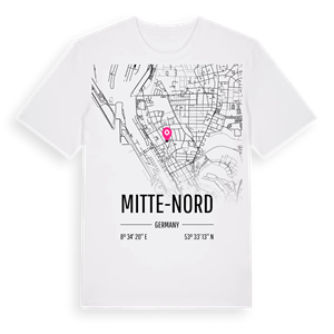 Mitte-Nord karta t-shirt – ekologisk bomull t-shirt från Pinshirt