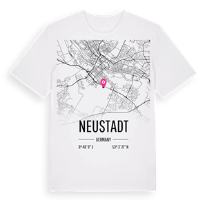 Neustadt karta t-shirt – ekologisk bomull t-shirt från Pinshirt