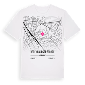 Regensburger Straße karta t-shirt – ekologisk bomull t-shirt från Pinshirt