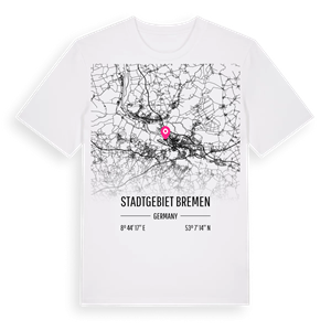 Stadtgebiet Bremen karta t-shirt – ekologisk bomull t-shirt från Pinshirt