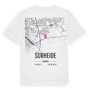 Surheide karta t-shirt – ekologisk bomull t-shirt från Pinshirt
