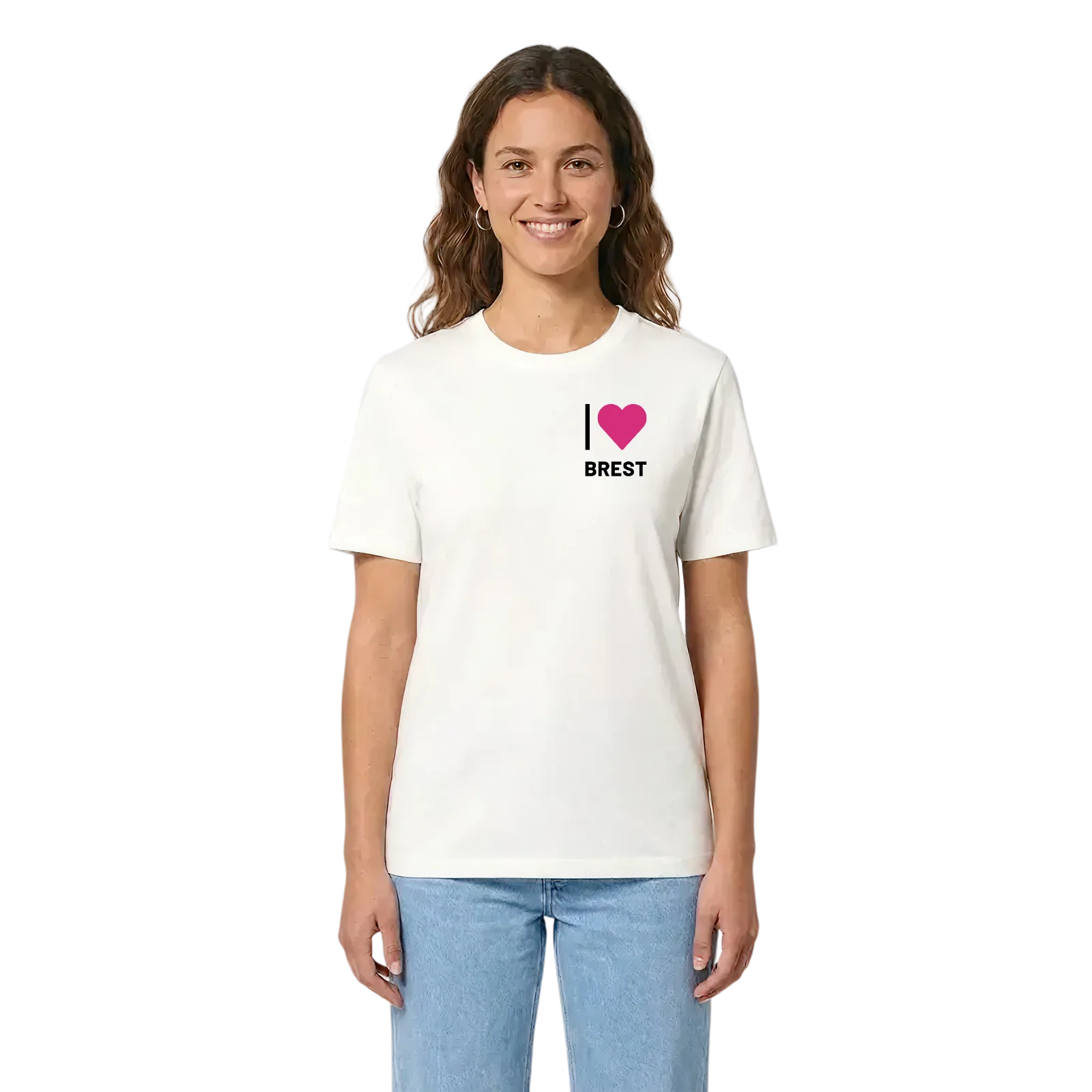 Jag älskar Brest t-shirt litet tryck – White, i miljö