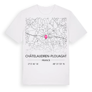 Châtelaudren-Plouagat karta t-shirt – ekologisk bomull t-shirt från Pinshirt