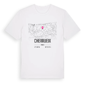 Cherrueix karta t-shirt – ekologisk bomull t-shirt från Pinshirt