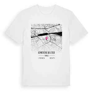 Cimetière de l'Est karta t-shirt – ekologisk bomull t-shirt från Pinshirt
