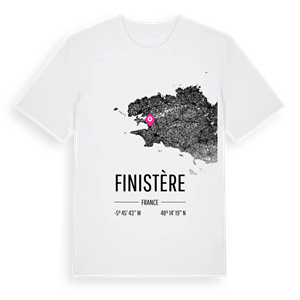Finistère karta t-shirt – ekologisk bomull t-shirt från Pinshirt