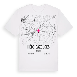 Hédé-Bazouges karta t-shirt – ekologisk bomull t-shirt från Pinshirt