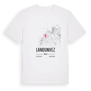 Landunvez karta t-shirt – ekologisk bomull t-shirt från Pinshirt