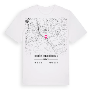 Le Cloître-Saint-Thégonnec karta t-shirt – ekologisk bomull t-shirt från Pinshirt