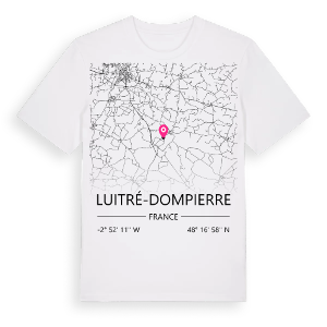 Luitré-Dompierre karta t-shirt – ekologisk bomull t-shirt från Pinshirt