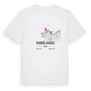Perros-Guirec karta t-shirt – ekologisk bomull t-shirt från Pinshirt