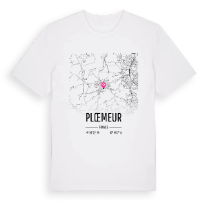 Plœmeur karta t-shirt – ekologisk bomull t-shirt från Pinshirt