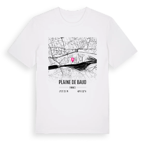 Plaine de Baud karta t-shirt – ekologisk bomull t-shirt från Pinshirt