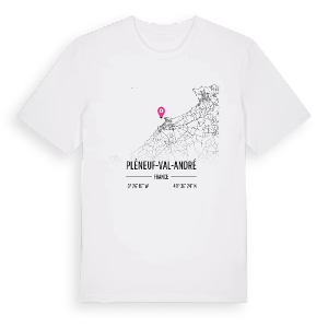 Pléneuf-Val-André karta t-shirt – ekologisk bomull t-shirt från Pinshirt