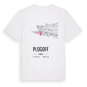 Plogoff karta t-shirt – ekologisk bomull t-shirt från Pinshirt