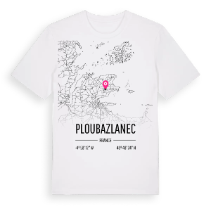 Ploubazlanec karta t-shirt – ekologisk bomull t-shirt från Pinshirt