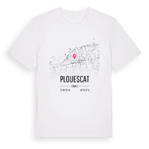 Plouescat karta t-shirt – ekologisk bomull t-shirt från Pinshirt