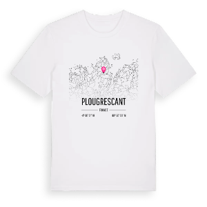 Plougrescant karta t-shirt – ekologisk bomull t-shirt från Pinshirt