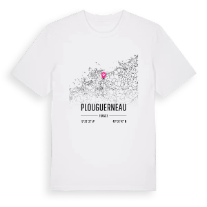 Plouguerneau karta t-shirt – ekologisk bomull t-shirt från Pinshirt