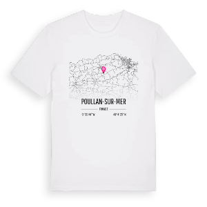 Poullan-sur-Mer karta t-shirt – ekologisk bomull t-shirt från Pinshirt