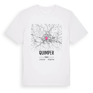 Quimper karta t-shirt – ekologisk bomull t-shirt från Pinshirt