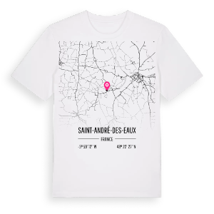 Saint-André-des-Eaux karta t-shirt – ekologisk bomull t-shirt från Pinshirt