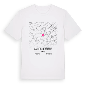 Saint-Barthélemy karta t-shirt – ekologisk bomull t-shirt från Pinshirt