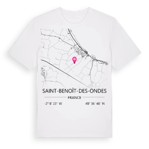 Saint-Benoît-des-Ondes karta t-shirt – ekologisk bomull t-shirt från Pinshirt