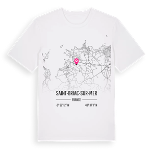 Saint-Briac-sur-Mer karta t-shirt – ekologisk bomull t-shirt från Pinshirt