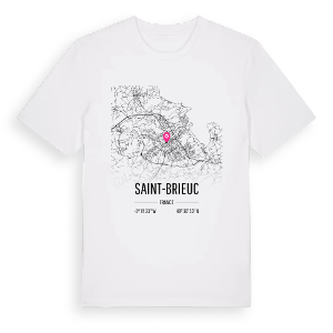 Saint-Brieuc karta t-shirt – ekologisk bomull t-shirt från Pinshirt