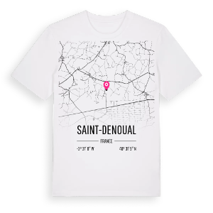 Saint-Denoual karta t-shirt – ekologisk bomull t-shirt från Pinshirt