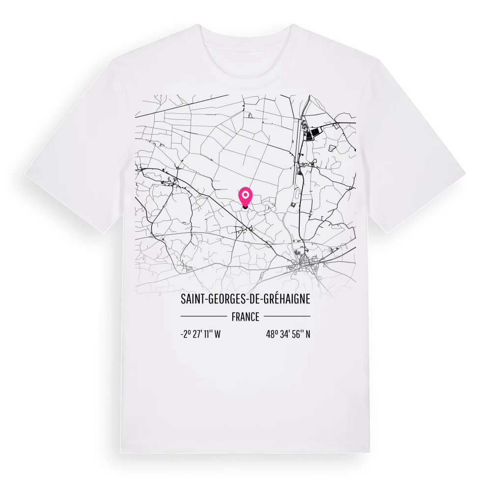 Saint-Georges-de-Gréhaigne karta t-shirt – White, i miljö