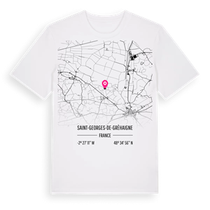 Saint-Georges-de-Gréhaigne karta t-shirt – ekologisk bomull t-shirt från Pinshirt