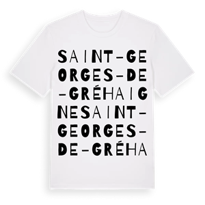 Saint-Georges-de-Gréhaigne ordlek t-shirt – ekologisk bomull t-shirt från Pinshirt