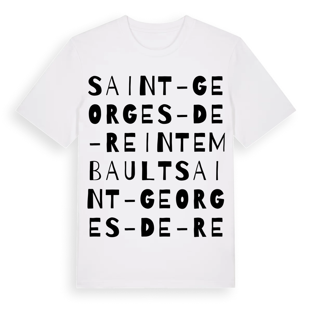 Saint-Georges-de-Reintembault ordlek t-shirt – White, i miljö