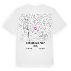 Saint-Germain-en-Coglès karta t-shirt – ekologisk bomull t-shirt från Pinshirt