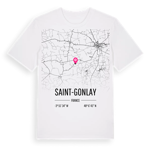 Saint-Gonlay karta t-shirt – ekologisk bomull t-shirt från Pinshirt