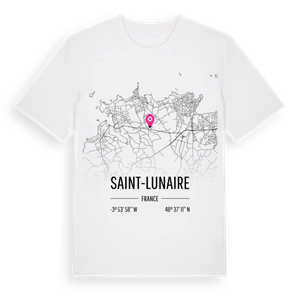 Saint-Lunaire karta t-shirt – ekologisk bomull t-shirt från Pinshirt