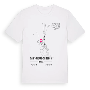 Saint-Pierre-Quiberon karta t-shirt – ekologisk bomull t-shirt från Pinshirt