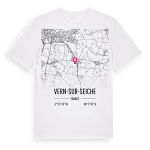 Vern-sur-Seiche karta t-shirt – ekologisk bomull t-shirt från Pinshirt